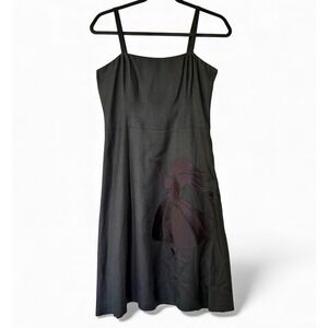 Vintage Y2K Tibi Dress Size 4 Black Whimsigoth Embroidered Poetcore Vamp Silk